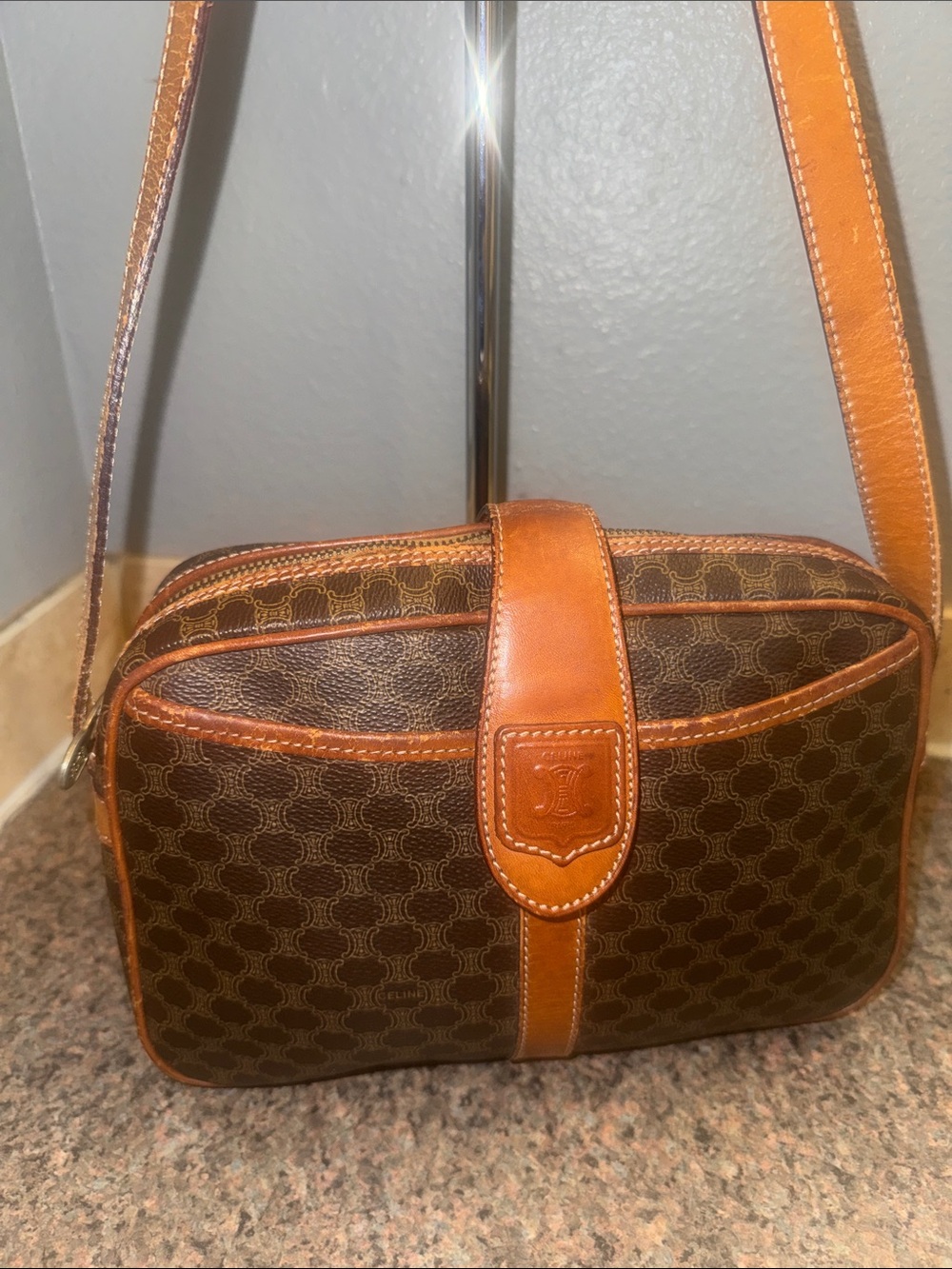 Celine VINTAGE Leather Messenger Bag EUC